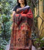 Multicolor Linen Digital Print Saree With Blouse