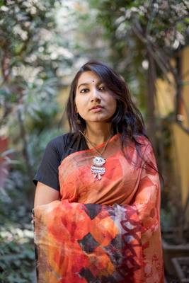 Multicolor Linen Digital Print Saree With Blouse 2