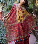 Multicolor Linen Digital Print Saree With Blouse