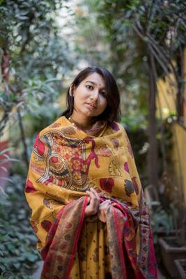 Multicolor Linen Digital Print Saree With Blouse 4