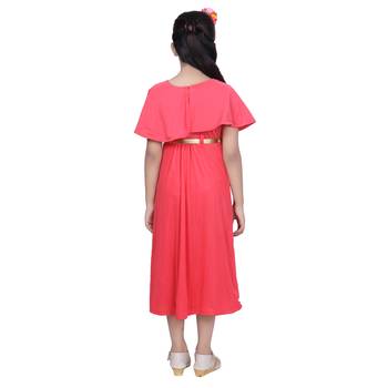 Pink Plain Faux Polyester Kids Girl Gowns 8