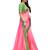 Pink plain art silk saree with blouse