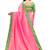 Pink plain art silk saree with blouse