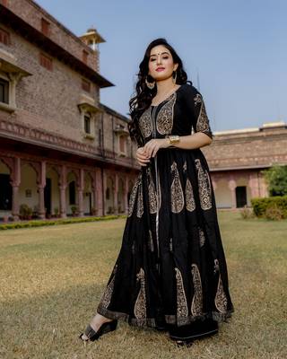 black block print Rayon kurtis 3