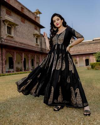 black block print Rayon kurtis 4