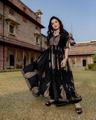 black block print Rayon kurtis 5
