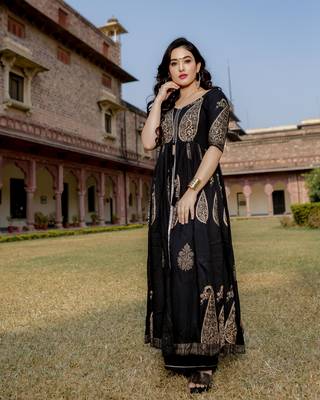 black block print Rayon kurtis 6