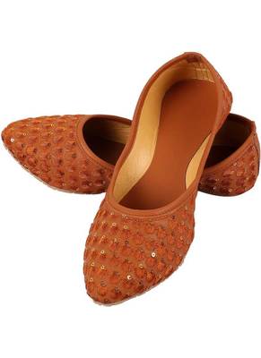 Rudra brown pu leather traditional mojari for girl's & women's footwear 1