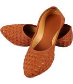 Rudra brown pu leather traditional mojari for girl's & women's footwear