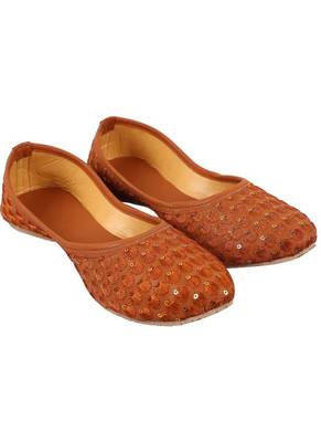 Rudra brown pu leather traditional mojari for girl's & women's footwear 2