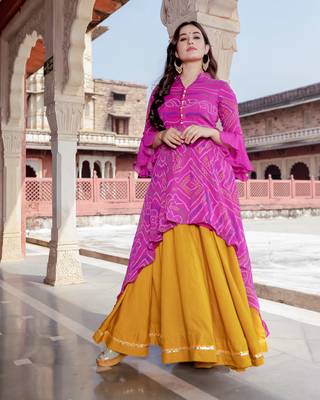 multicolor embroidered Crepe Silk kurtis 1
