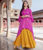 multicolor embroidered Crepe Silk kurtis