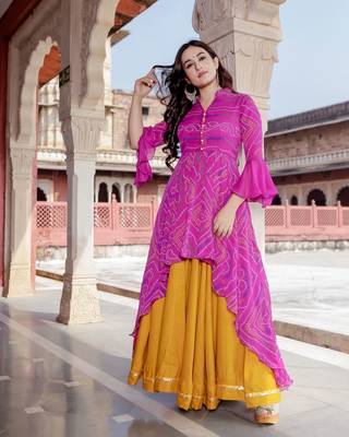 multicolor embroidered Crepe Silk kurtis 2