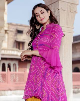 multicolor embroidered Crepe Silk kurtis 4