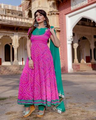 pink embroidered Crepe Silk kurtis 2