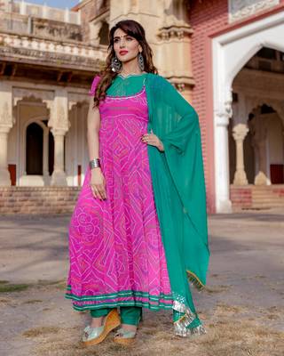 pink embroidered Crepe Silk kurtis 4