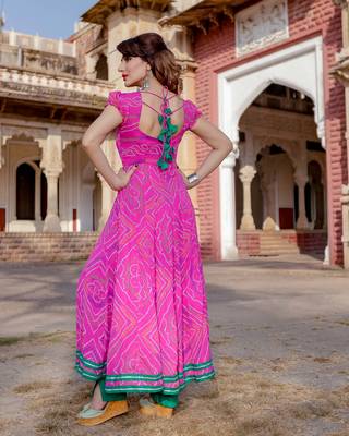 pink embroidered Crepe Silk kurtis 5