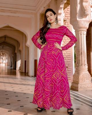 pink embroidered Crepe Silk kurtis 1