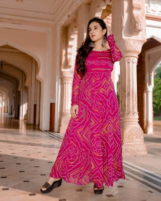 pink embroidered Crepe Silk kurtis 2