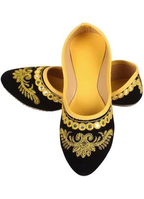 Rudra yellow pu leather traditional mojari for girl's & women's footwear 1