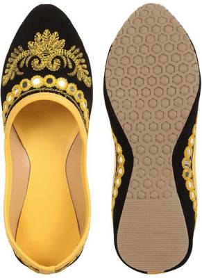 Rudra yellow pu leather traditional mojari for girl's & women's footwear 4