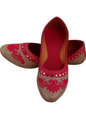 Rudra pink pu leather traditional mojari for girl's & women's footwear 1