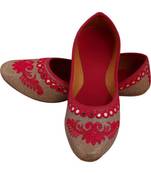 Rudra pink pu leather traditional mojari for girl's & women's footwear