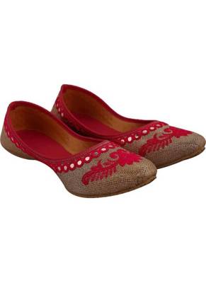 Rudra pink pu leather traditional mojari for girl's & women's footwear 2