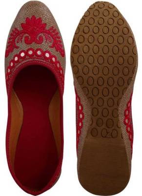 Rudra pink pu leather traditional mojari for girl's & women's footwear 4