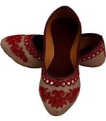 Rudra red pu leather traditional mojari for girl's & women's footwear