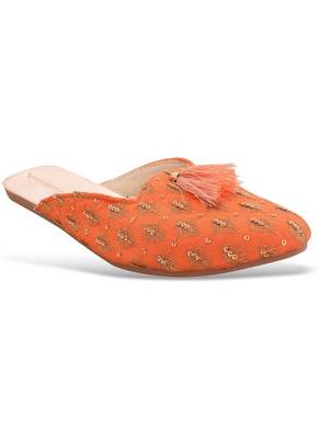 Rudra orange pu leather traditional mojari for girl's & women's footwear 2