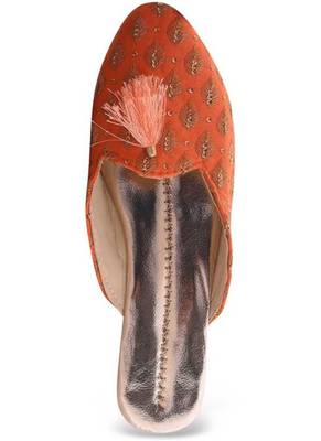 Rudra orange pu leather traditional mojari for girl's & women's footwear 3