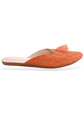 Rudra orange pu leather traditional mojari for girl's & women's footwear 4