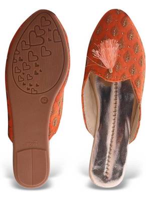 Rudra orange pu leather traditional mojari for girl's & women's footwear 1