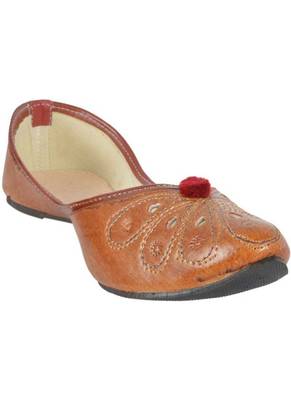 Rudra brown pu leather traditional mojari for girl's & women's footwear 2