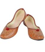 Rudra brown pu leather traditional mojari for girl's & women's footwear