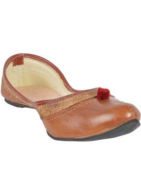 Rudra brown pu leather traditional mojari for girl's & women's footwear 2