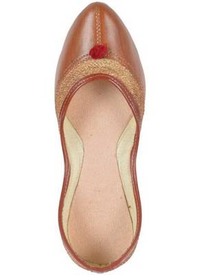 Rudra brown pu leather traditional mojari for girl's & women's footwear 3