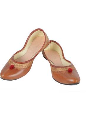Rudra brown pu leather traditional mojari for girl's & women's footwear 1