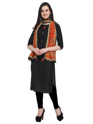 Black plain art silk kurta sets 1