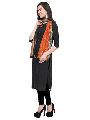 Black plain art silk kurta sets 2