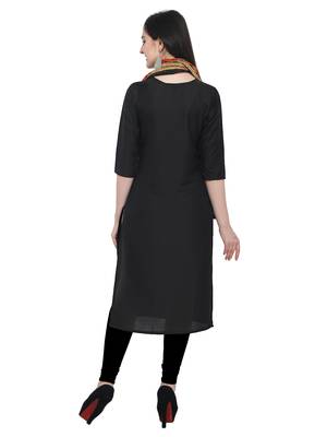 Black plain art silk kurta sets 3