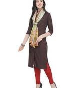 Brown plain art silk kurta sets