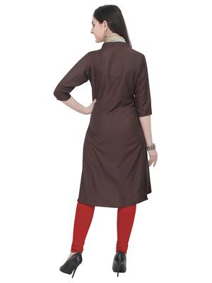 Brown plain art silk kurta sets 3