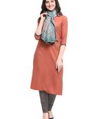 Orange plain art silk kurta sets