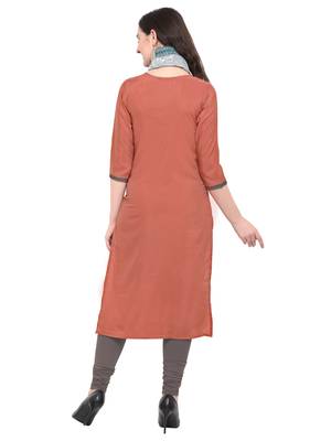 Orange plain art silk kurta sets 3