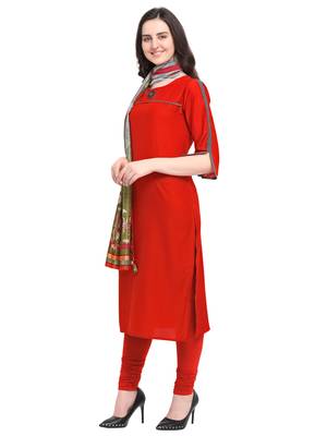 Red plain art silk kurta sets 2