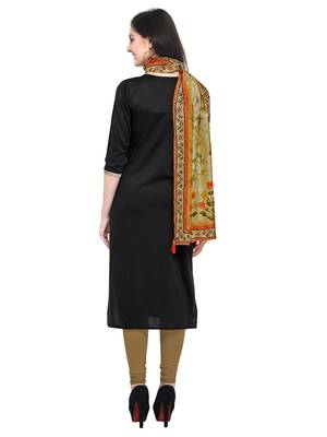 Black plain art silk kurta sets 3