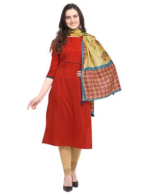 Maroon plain art silk kurta sets 1
