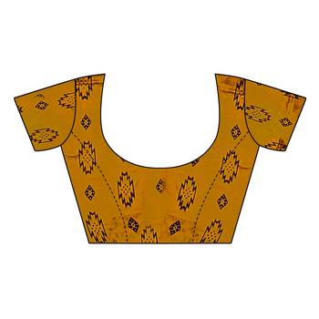 Yellow printed art silk saree with blouse 5